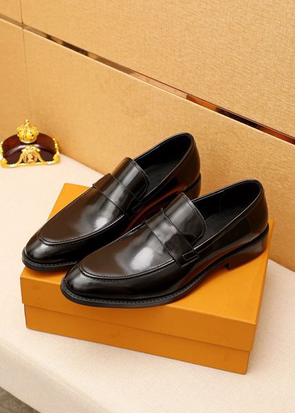 

men formal genuine leather business flat shoes brand office dress shoes male breathable casual oxfords size 38-45, Black