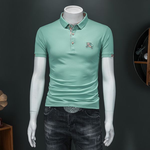 

highend embroidered polo shirt mens trend shortsleeved tshirt 2022 summer new business casual lapel clothes, White;black