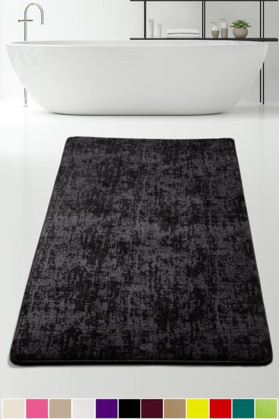 

bonny home delux black 100x150 cm plush bath mat non-slip bottom puff large mats
