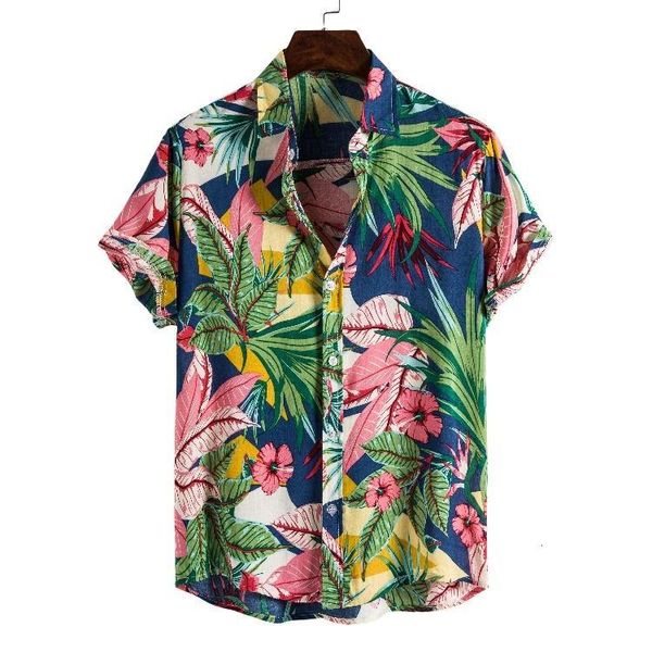 

men's floral hawaiian shirts for men casual button down short sleeve shirt mens tropical aloha beach clothing chemise homme kuf0, White;black