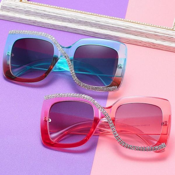 

sunglasses rhinestone trend square fashion men women personalized 2021 vintage unique diamond glasses sun shades girl oversized, White;black