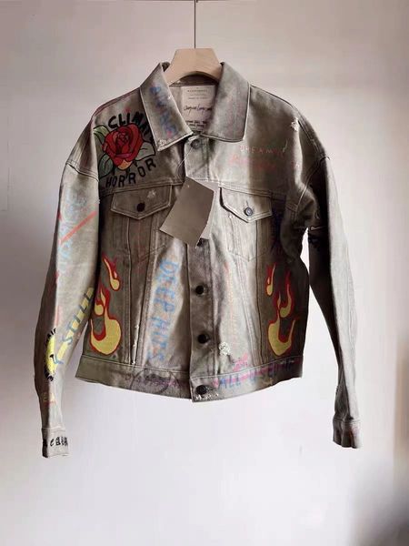 

men's casual shirts readymade denim jacket of women calls pink smiley graffiti embroidered washing vintage seam cloth job, White;black