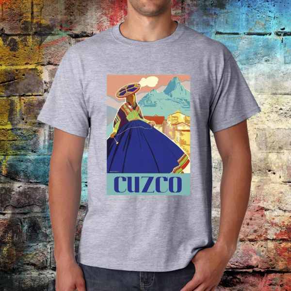 

peru t-hsirt, cuzco temple tee, vintage travel t-shirt, graphic t-shirt, White;black