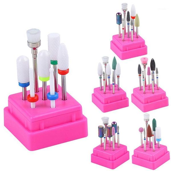 

7pcs/set nail drill bits set tungsten carbide acrylic file bit manicure pedicure with holder1
