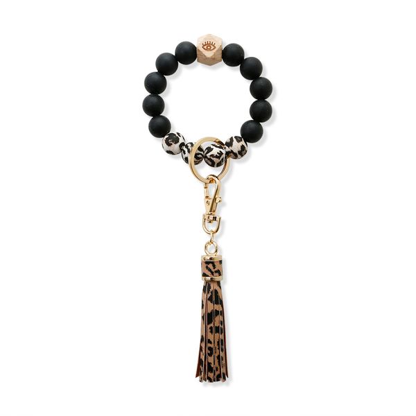 

amazon est woman bracelet ladies wristband fashion pu keychain band tassel wooden bead food grade silicone bead bracelet keychain female bra