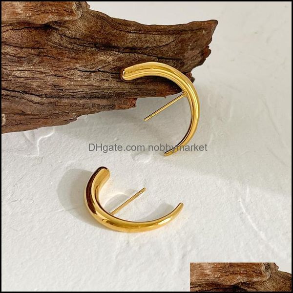 Ohrstecker Schmuck Monlansher Einzigartige geometrische Horn Crescent Moon Titan Stahl Metall für Frauen minimalistisch Drop Lieferung 2021 8Aw1B