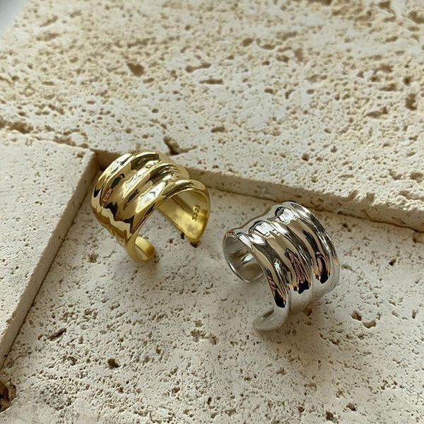 

cluster rings 18k gold broad gloss 925 silver punk jewelry charm bohemia minimalism birthday gift haut femme for women anillos, Golden;silver