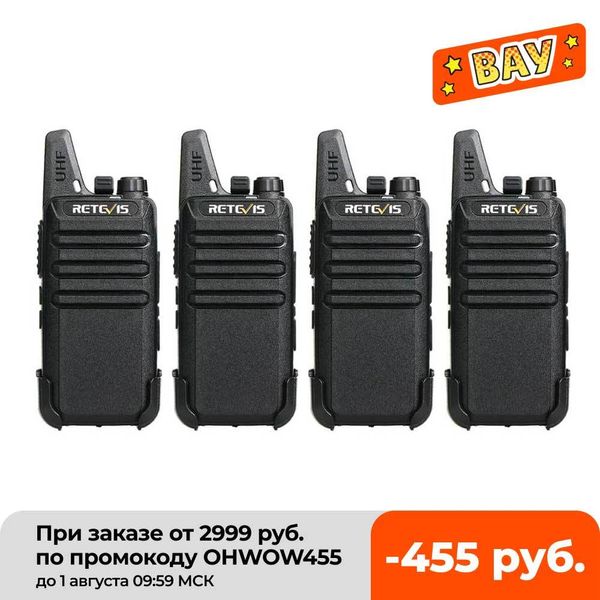 Retevis RT622 Mini Walkie Talkie 4 шт. PMR446 PTT VOX Двухсторонний Walkie-Talkie 4 шт. Портативная охота FRS Radio