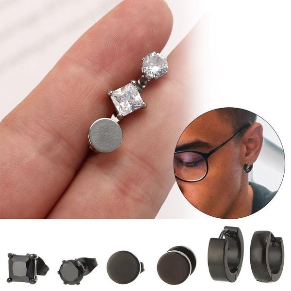 

stud stainless steel body piercing jewelry cartilage earrings set tragus hoop black dumbbell, Golden;silver