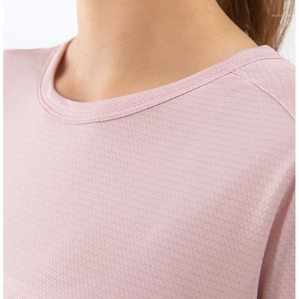 

yoga outfit short-sleeved t-shirt summer jacquard twisted running sports women's fitness outdoor loose clothes blouse too789