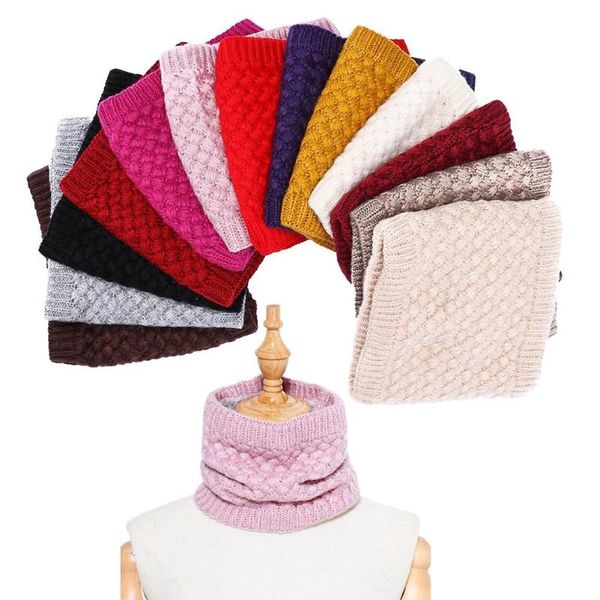 

scarves 2021 autumn winter men women solid color warm fleece lining knitted collar o ring neck scarf all-purpose warmer face, Blue;gray