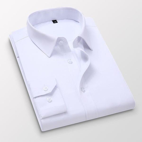 

solid dress shirts mens long sleeve slim fit shirt men work business smart casual brand chemise homme oversized 210524, White;black