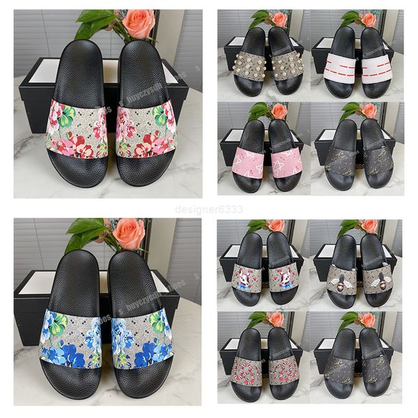 

womens slippers mens men women slipper font shoes slide fashion sandals flat flip flop with box size 35-48, Black