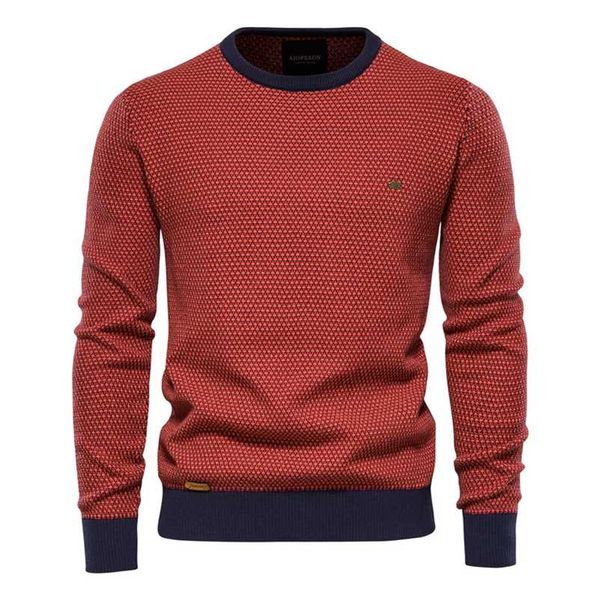 

aiopeson cotton spliced pullovers sweater men casual warm o-neck quality mens knitted sweater winter fashion sweaters for men 211018, White;black