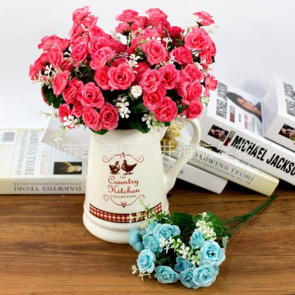

grade imitation flowers artificial flower 5 fork 15 head mini rose home decoration decorative & wreaths