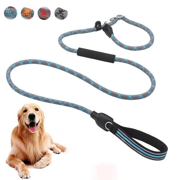 

dog collars & leashes slip lead leash p chain collar pet walking reflective big large climbing rope comfortable double handle