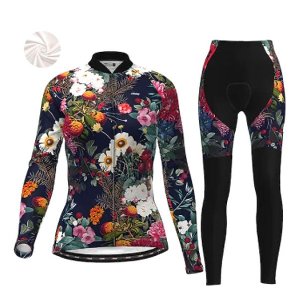 

racing sets women's winter outdoor sports fleece warm cycling jersey set mountain bike clothing maillot conjunto ropa ciclismo, Black;blue