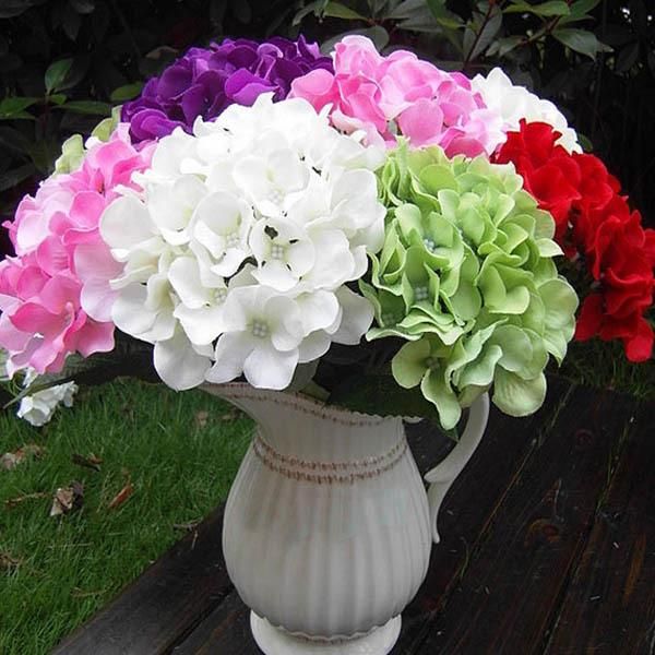 

decorative flowers & wreaths 1 bunch 7 head hydrangea posy bouquet silk artificial floral wedding