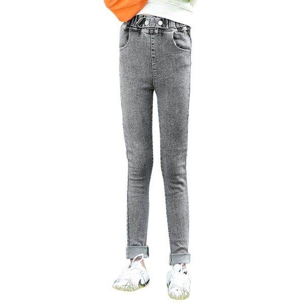 

jeans girl solid color silm girls casual style kid spring autumn children's clothing, Blue