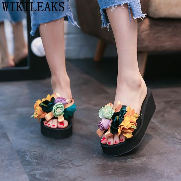 

slippers summer womens outdoor platform shoes high heel 2021 fashion wedges for women designer slides, Black