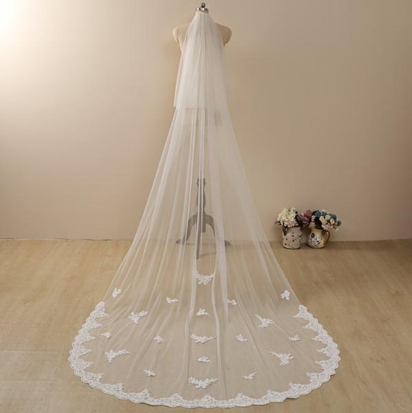 

bridal veils blusher veil,2-tier veil,celestial chapel length veil floral lace wedding ivory veil,bridal veil,wedding cathed, Black