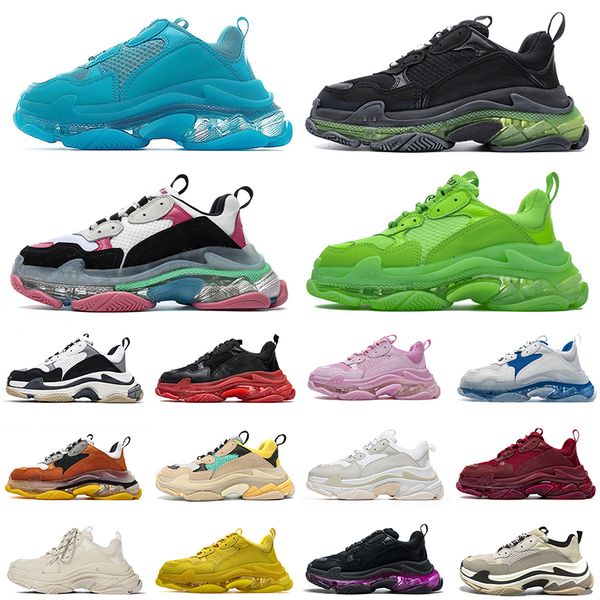 

authentic triple s scarpe crystal bottoms mens womens casual shoes luxury designer paris 17fw sneakers vintage dad platform women flats trai, Black