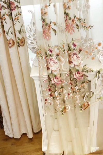 

curtain & drapes as double-sided chenille embroidery custom luxury villa simple semi-shading beige noble curtains for living dining room bed