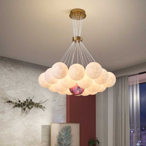 

pendant lamps nordic living room dining chandelier creative 3d planet moon children's homeowner bedroom lamp magic bean bubble