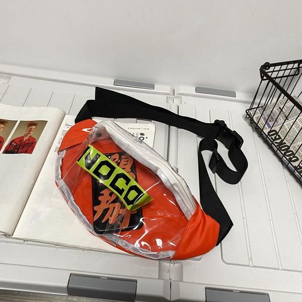 

waist bags original uoct.all ins summer pvc chest bag hip hop letter fashion couple street shooting transparent messenger