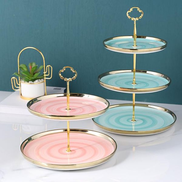 

hand-painted ceramics dessert plate phnom penh nordic 1-3 layer plates cake dish fruit tray english afternoon tea desse dishes &