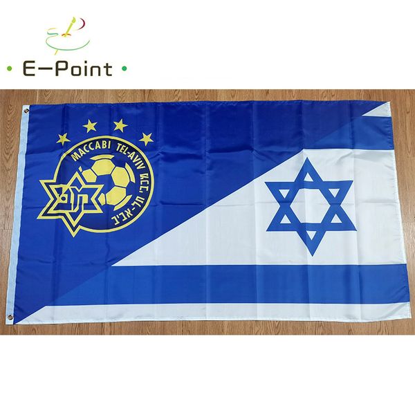 Yarım İsrail Maccabi Tel Aviv FC Bayrağı 3 * 5ft (90 cm * 150 cm) Polyester bayraklar Afiş dekorasyon uçan ev bahçe Şenlikli hediyeler