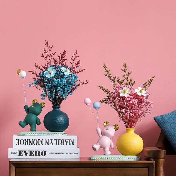 

vases nordic ceramic vase bear decor dried flowers centerpieces for weddings bottle crafts cute living room home decoration