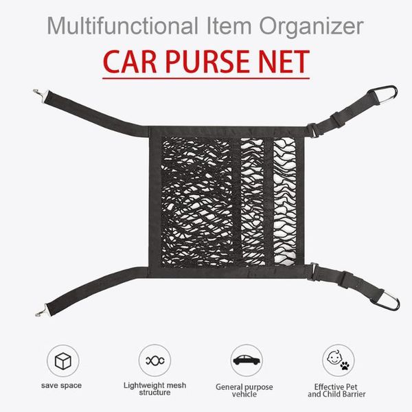 

car organizer styling storage bag pocket cage purse net handbag holder auto cargo interior trunk seat back mesh