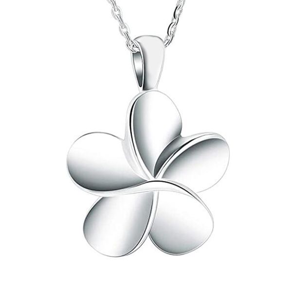 

cremation jewelry five-petaled flowers ashes pendant keepsake memorial urn necklace, Silver