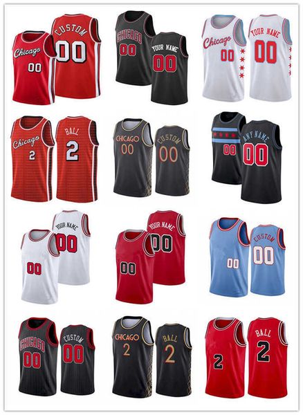 

75th custom men jersey women youth 2 lonzo ball 0 coby white 44 patrick williams 21 matt thomas basketball jerseys, Black;red