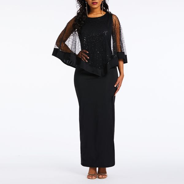 

elegant prom dress scoop neck women party cap sleeves ankle length sheath split black wedding formal prom dress club, White