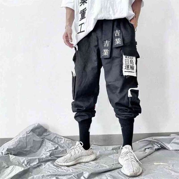 

women/men's clothes harajuku overalls cargo pants more bag trousers jogger pants ribbon hip hop loose comfortable streetwear 210723, Black