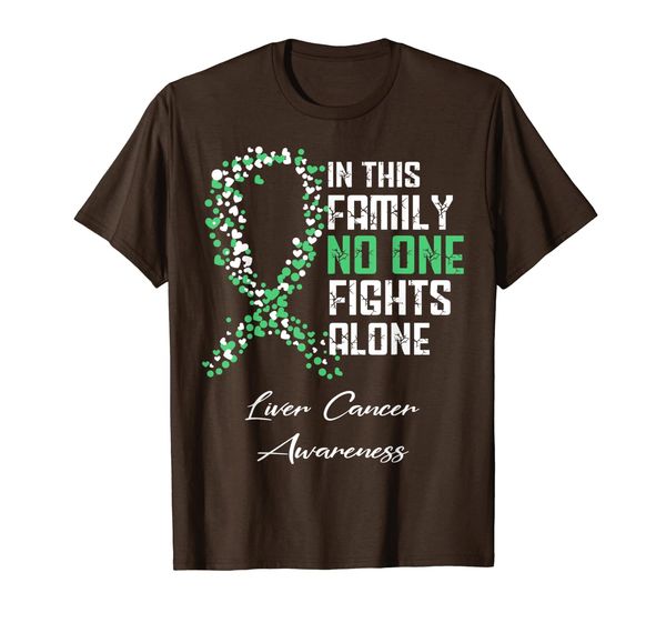 

in this family no one fights alone t shirt liver cancer, White;black