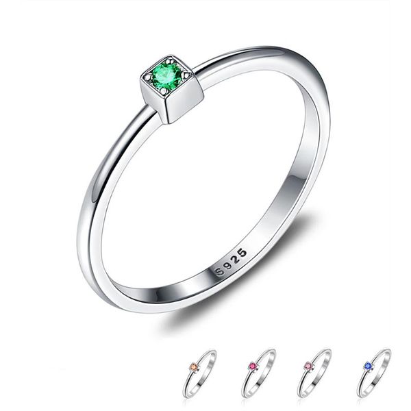 

cluster rings zemior genuine 925 sterling silver ring 5 colors wedding for women minimalist thin circle zircon fine jewelry, Golden;silver