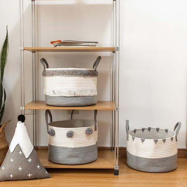 

storage baskets nordic cotton knitting children's toys, , clothes, sundries folding and finishing basket large size for all season