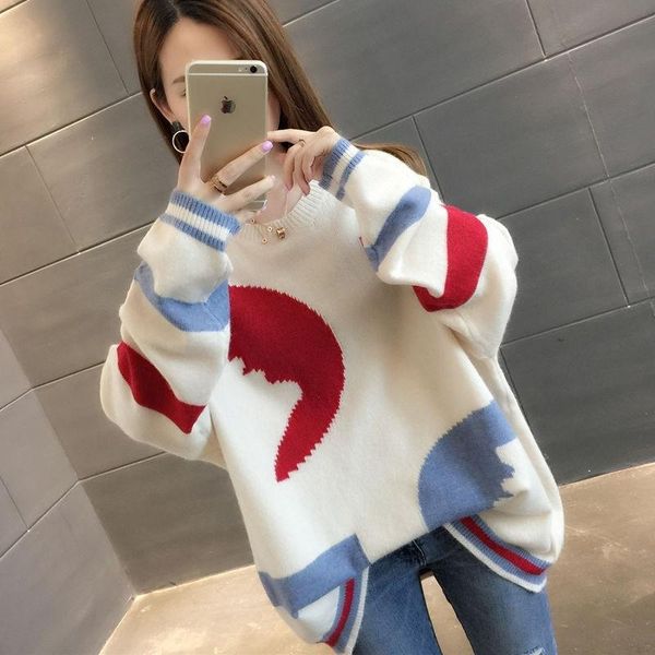 

women sweaters and pullovers oversized fashion female loose autumn winter knit sweater plus size christmas women's, White;black