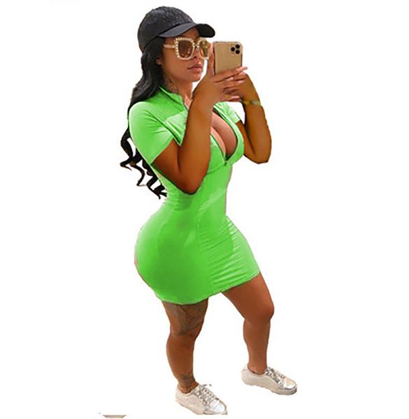 

factoryyvz4 tight casual zipper 2021 nightclub dress women's short sleeve, White;black