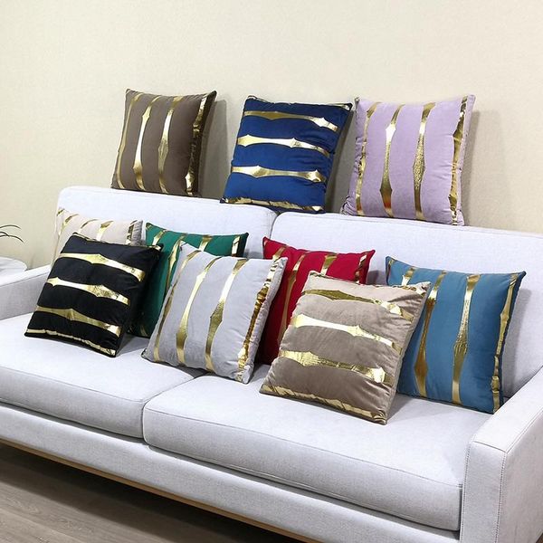 

cushion/decorative pillow 45x45cm velvet square cushion cover geometric bronzing pillowcase car seat decorative covers sofa bed throw