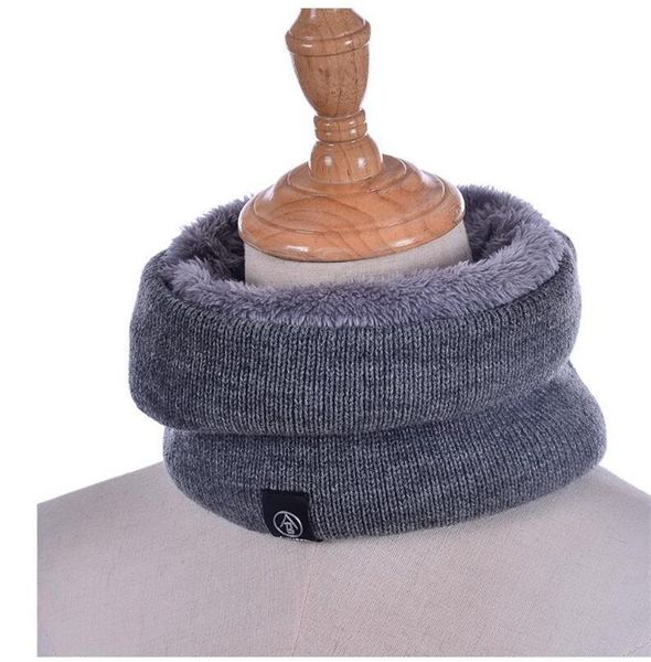 

scarves 2021 fashion women knitted scarf solid winter snood lady warm wool fur thick men neck, Blue;gray