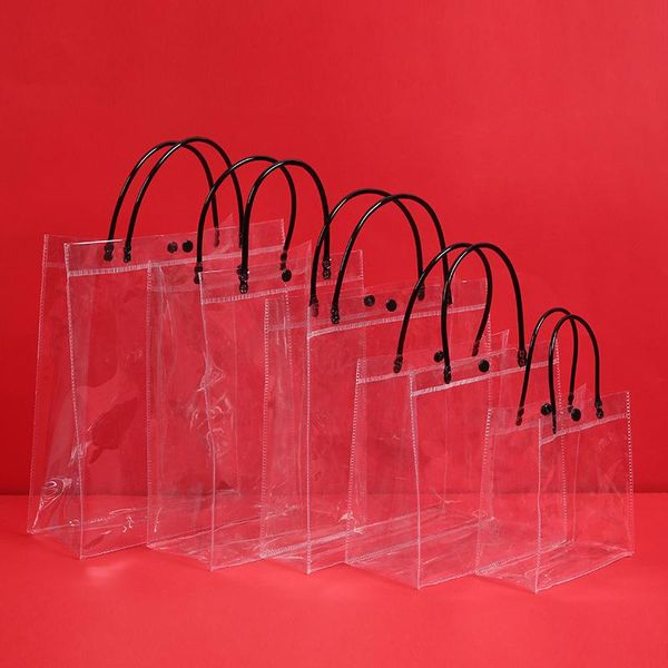 

gift wrap transparent plastic gifts packaging bag pvc clear tote shopping shoulder handbag waterproof flower supply storage bags