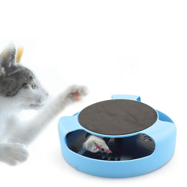 

cat toys interactive with a running mice and scratching pad catch the mouse,cat scratch board catnip toy pet supplies