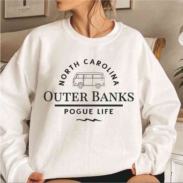 Sweatshirt North Carolina North Carolina Moletom Com Moletom Com Capuz Moletom Com Capuz Paraíso No Hoodie OBX Crewneck Moletons Mulheres Top 210909