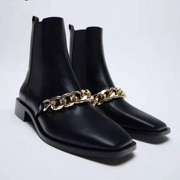 

boots female shoes boots-women flat heel ladies high rubber 2021 ankle pu solid slip-on basic microfiber lace-up square to, Black