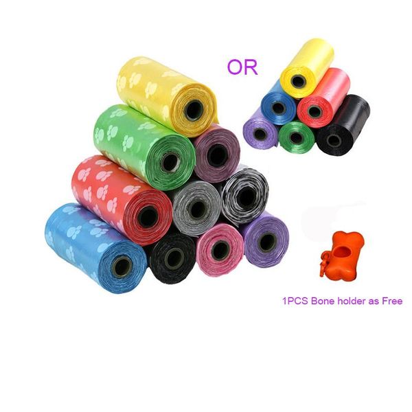 

dog travel & outdoors 10pcs footprint pet waste bag with 1 pcs plastic dispenser holder for outdoor poop clear