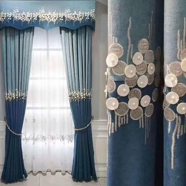 

curtain & drapes light luxury for living room bedroom thicken blackout curtains morandi embroidered beaded nordic style decoration custom